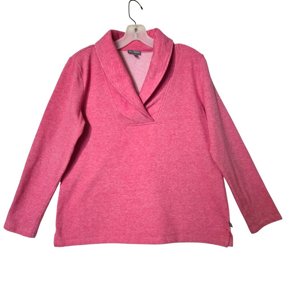 TALBOTS Pink Heather Featherweight Fleece Pullover MP Shawl Collar